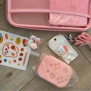 New Pink Nintendo Switch Travel Case with Accessories